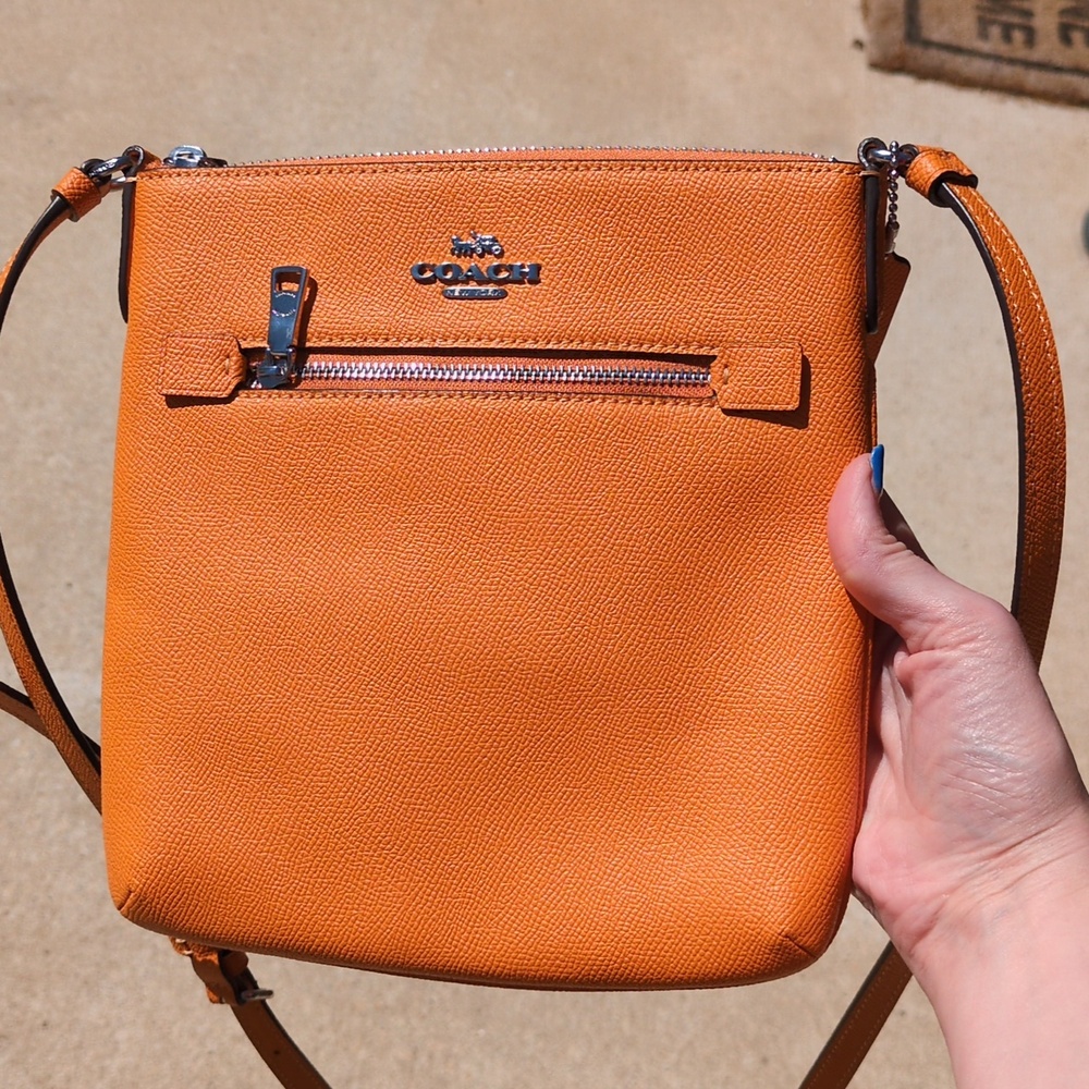 Coach NWOT Papaya Orange Leather Mini Rowan File Crossbody Bag Purse - Picture 15 of 17